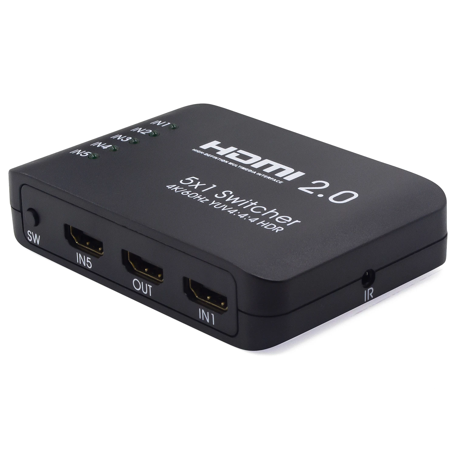 

5x1 5-Port 4K 60Hz UHD HDMI 2.0 Switch Switcher Selector Remote HDCP 2.2 HDR for PS4 Pro, UHD TV, Xbox One/360, Apple TV