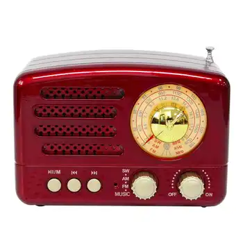 

130x90x70mm Red/Coffee Portable Vintage Retro Radio AM FM SW bluetooth Speaker TF Card Slot USB Charging Home Travel Mini Radio