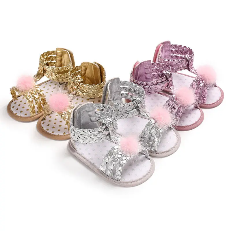 

Summer Newborn Baby Girl Toddler Soft Crib Shoes Sandals Anti-slip Prewalker Shoes for 0-18M
