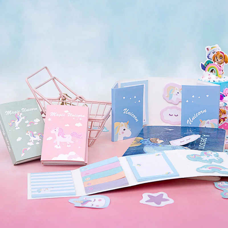 Милый Единорог блокноты для записей мультфильм Sticky Notes Multi складной блокноты для детей Подарки кавайные канцелярские школьные поставки