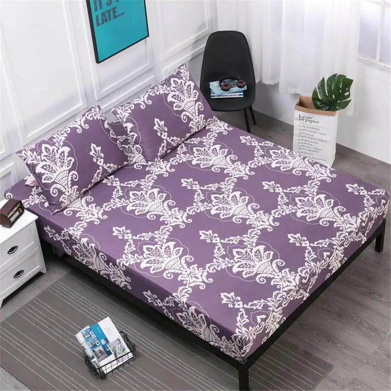 

Queen Bed Fitted Sheet Cover Bed Coverlet Set Queen Quilt Cover Set Printed bed PillowCase #SO