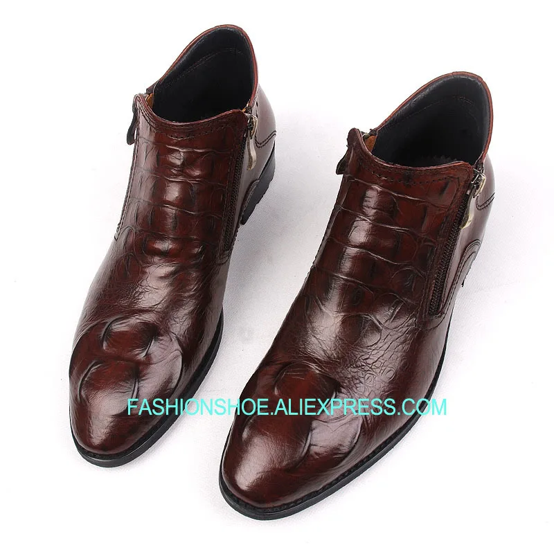 

High Quality Dress High top Men Leather Boots Crocodile Leather Mans Martin Boot Short Shoes