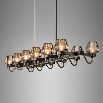 

American Loft Chandelier RH Glass Shades Led Pendant Lamp Lights Dining Room Rectangle Retro Hanging Lamp Suspend Lamp Luminarie