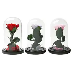 Ручной работы одна ветка Роза вечный цветок цена стеклянная крышка День Святого Валентина подарок день матери творческие подарки