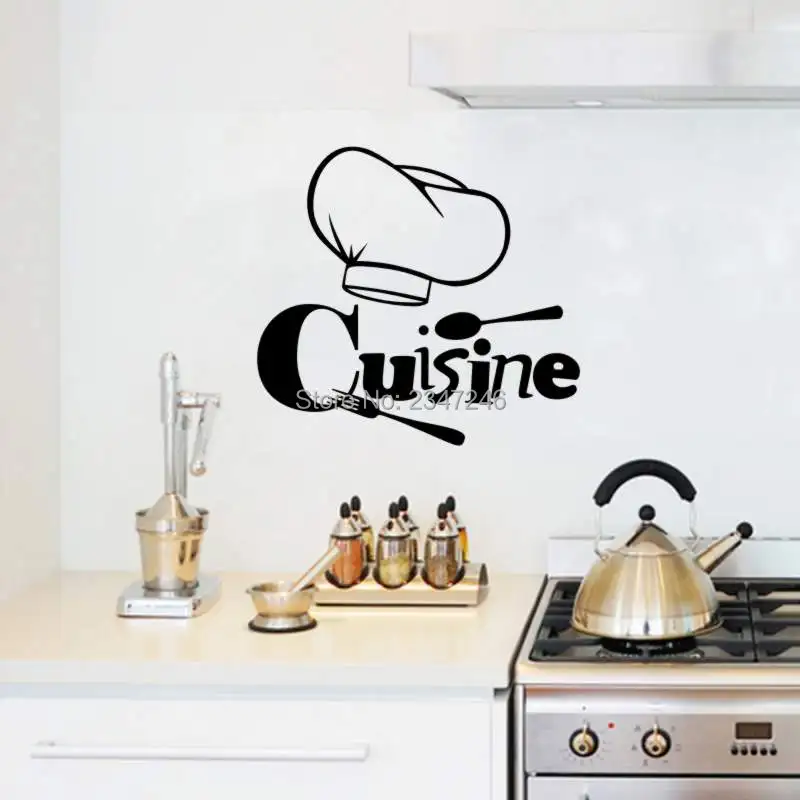 Cuisine French Kitchen Wall Sticker Chef Hat Vinyl Poster Home Decoration