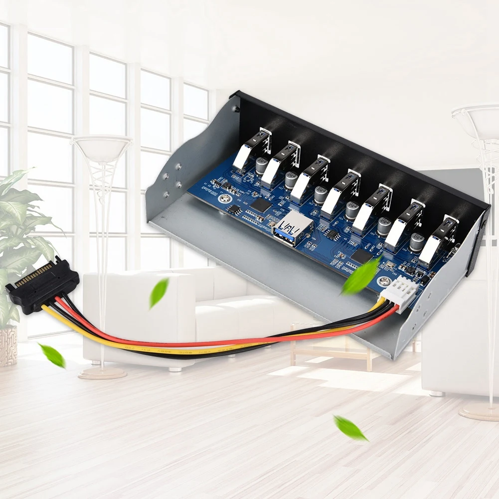 

High Speed 5Gbps Fast Data Transmission USB Hub Panel 7 Port USB Hub Drive Bay for 5.25in Computer Box