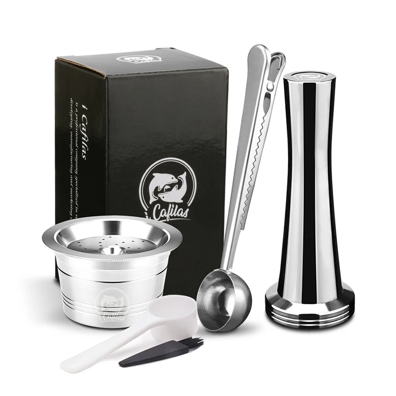 

Stainless Steel Reusable Coffee Capsule Pod +Spoon For K-fee Espresso Point Accessories