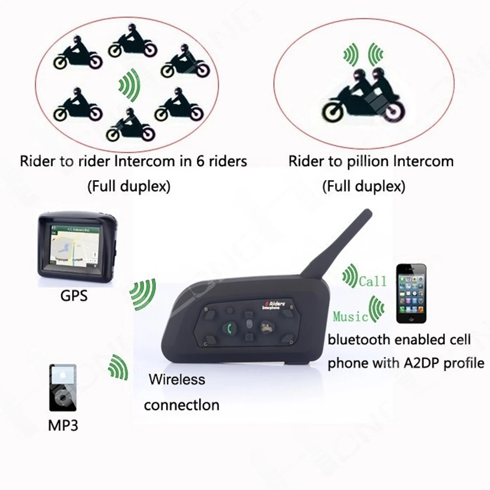 

Portable Headset Intercom Interphone 1200m Communication System Motorcycle Helmet Intercom Microphone Bluetooth Waterproof