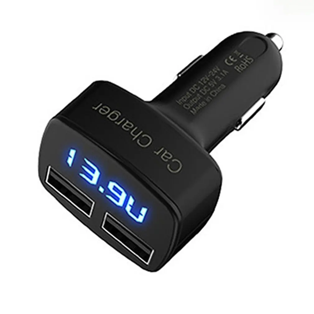 4-في-1 المزدوج USB شاحن سيارة شاشة LED رقمية DC 5 V 3.1A مهايئ عام مع الجهد درجة الحرارة الحالية متر فاحص