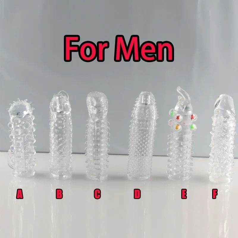 6 Models Delay Crystal Penis Sleeve Textured Extension