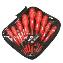 Adeeing 9 Pcs/set High Voltage 1000V Slotted Phillips Insulated Magnetic Screwdriver Set Electrician Dedicated Hand Tools