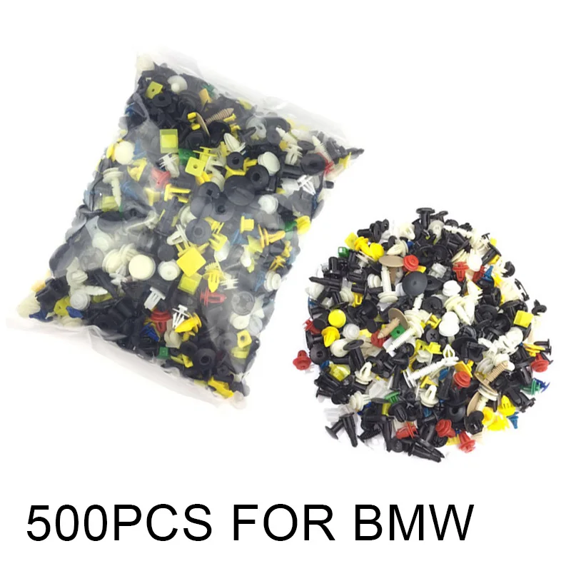 

500pcs Plastic Mixed Car Rivet Fastener Door Panel Trim Clips Set For BMW E53, E60, E61, E39, E46, E52, E63, E90,etc