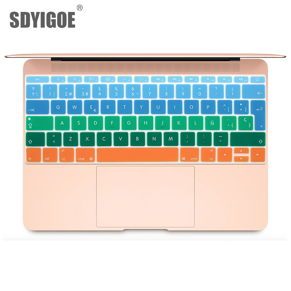 Цветная пленка для клавиатуры Mac Book pro 13 Not touch bar 12 испанская Силиконовая Защитная