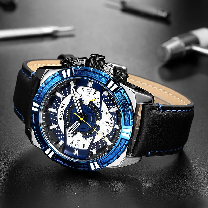 MEGIR для мужчин s часы лучший бренд класса люкс кварцевые часы для мужчин повседневные водонепроницаемый хронограф спортивные часы Relogio Masculino Erkek Kol Saati