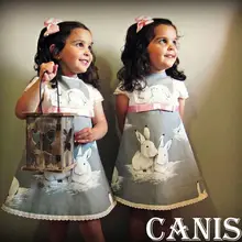 Летнее Повседневное платье принцессы с кроликом для маленьких девочек, сарафан, модная Милая одежда