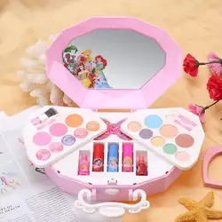 Дисней Принцесса макияж набор для детей маленькие девочки косметический набор игрушка с оболочкой коробка портативный каркас сумка
