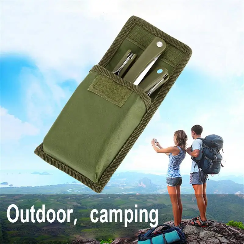 

Portable Mini Cutlery Set Outdoor Tools Folding Cutlery Set Camping Picnic Stainless Steel Spoon Cutlery good quality