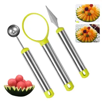 

3 Pieces Stainless Steel Fruit Baller Spoon Carver Seed Remover Ice Cream Baller Vegetable Fruit Carving Tool