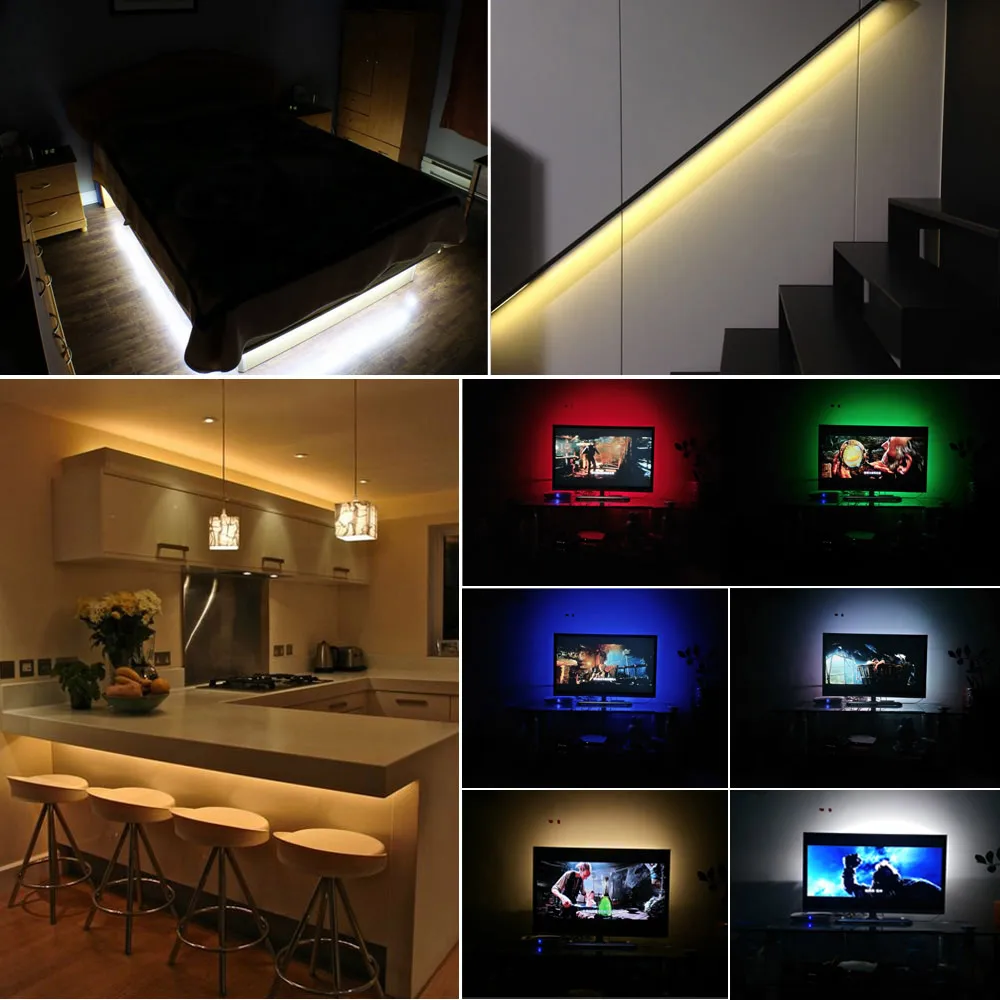 Светодиодная водонепроницаемая лента на батарейках 5050 RGB 2835 1 м 2 3 4 5 В 6