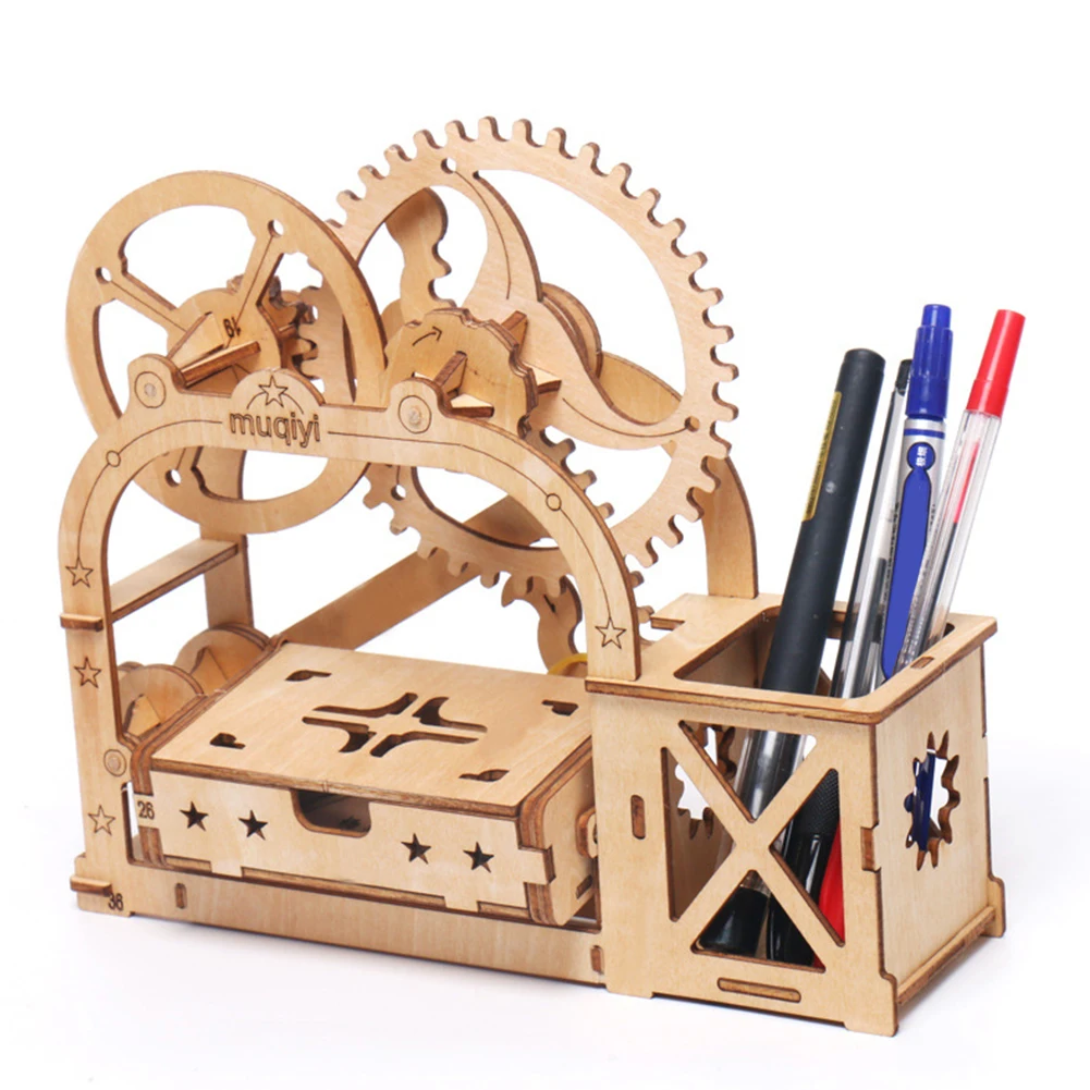 

Combination Assembling Pen Holder Stand Practical Desk Stationery Organizer Students Business Card School Wooden DIY Gifts #25