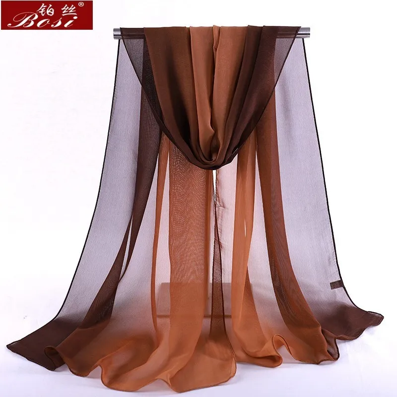 Шарф шифоновый градиентный женский зимний брендовый осенний красный длинные