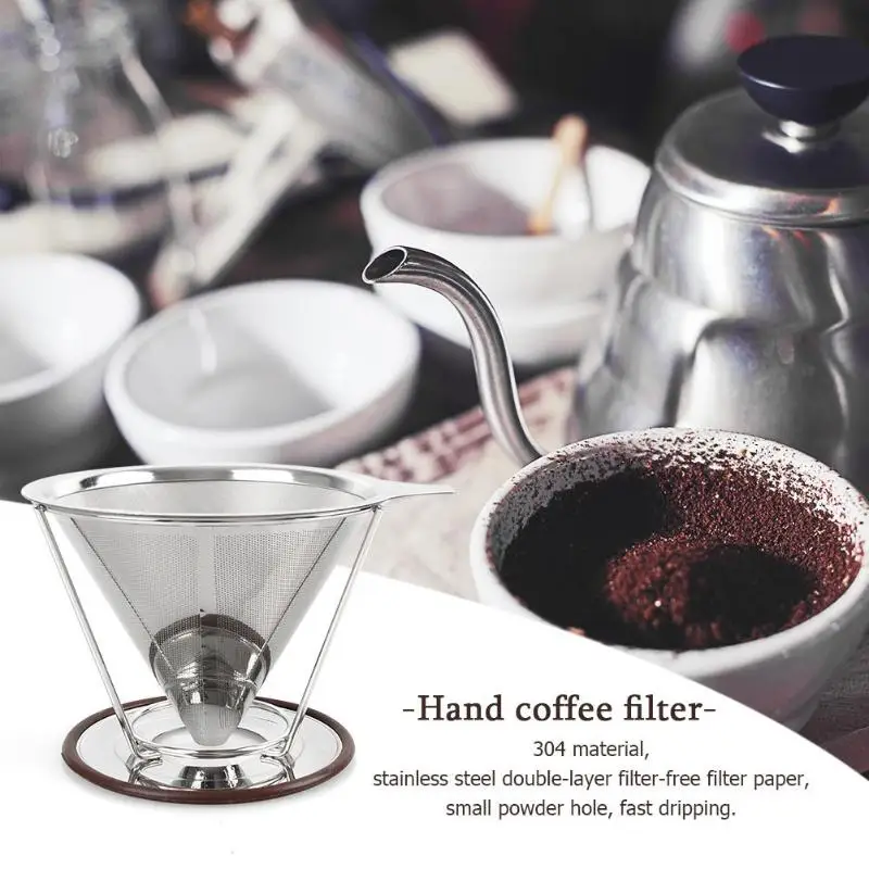 Ручные фильтры для кофе из нержавеющей стали, сетчатый фильтр-капельница для кофе, кухонные принадлежности, инструменты для кофе и чая