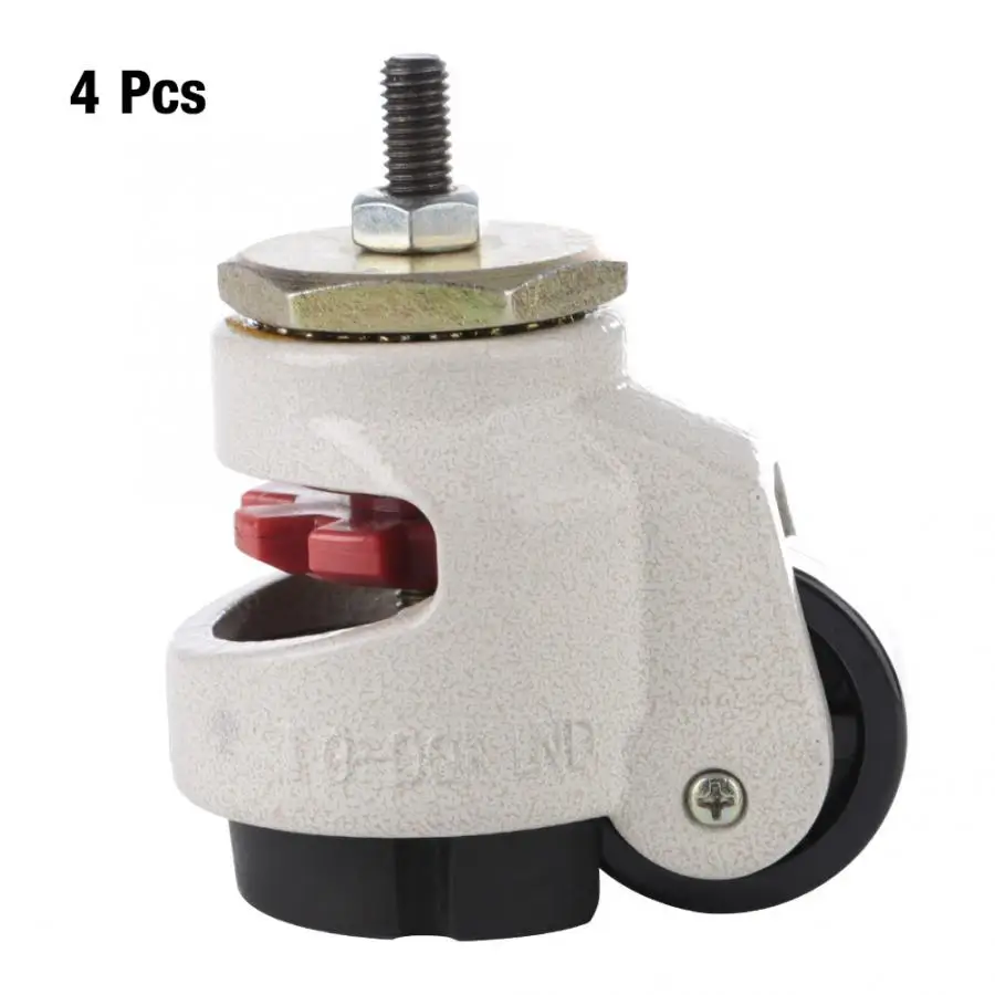 

4pcs 100kg Heavy Duty Level Adjustment Caster 8*6*7.5cm Threaded Stem Industrial Roller Wheel 360 Degree Swivel Movable Caster