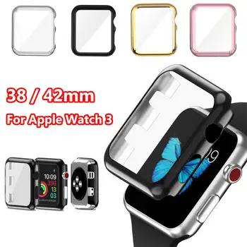 

PC Protective Film Front Case Cover Screen Protector For Apple Watch 3 Full Cover Tempered Glass Screen Cover Cases 38mm 42mm