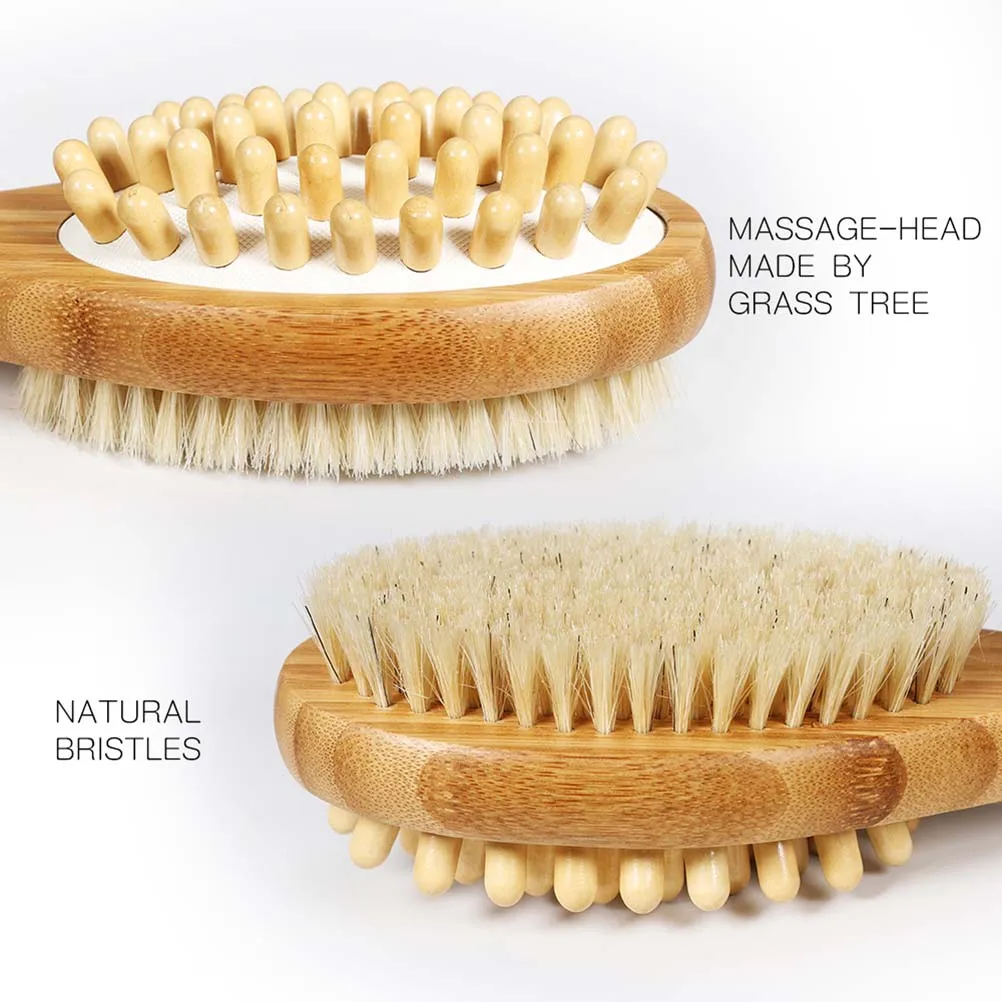 1 шт. щетка для ванны двухсторонняя бамбуковая натуральная щетина и ...