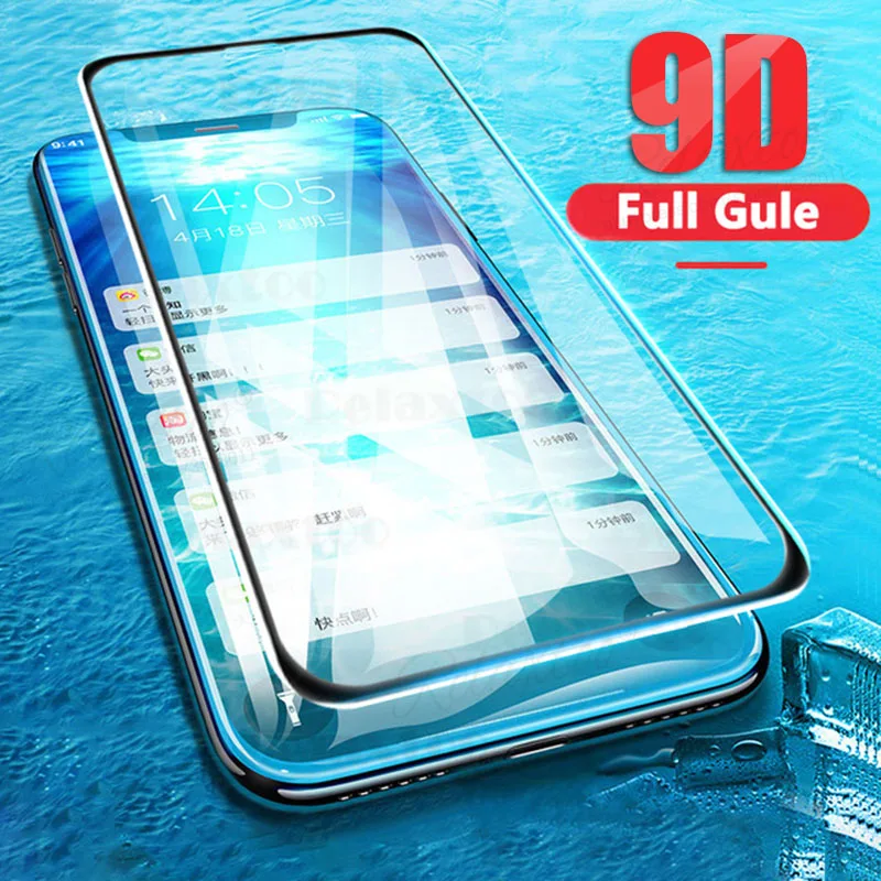 

9D Protective Glass on for apple iPhone 7 case For iPhone Xr Xs Xs Max full cover Tempered Glass aifon 6 6s 7 8 Plus x s r sx ma