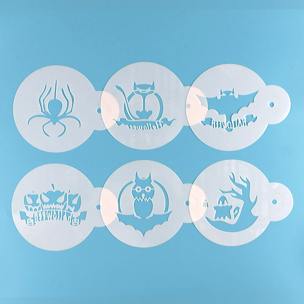 

6PCS Halloween Stencil Witch Spider Owl Tree Set For DIY Lace Scrapbooking Cake Cookie Decor Art Painting Template Mold