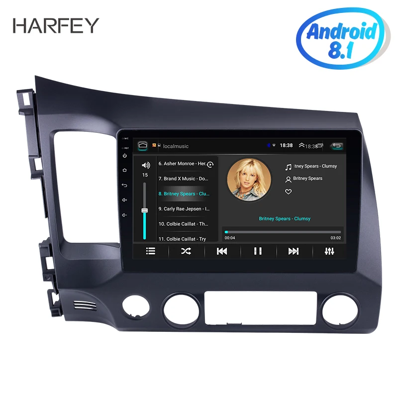 Harfey Android 8.1 2Din 10.1&quot HD Car Radio For 2006 2007 2008-2011 Honda Civic GPS Mutimedia Player Head Unit Bluetooth Audio |