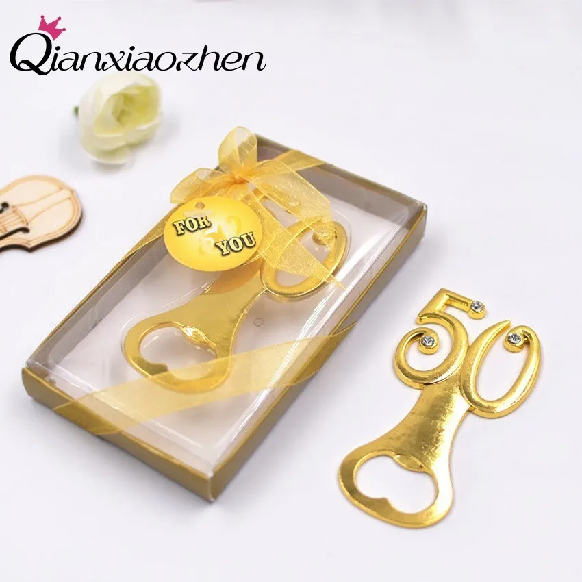 

Qianxiaozhen 10pcs 50th Anniversary Gifts For Husband Bottle Opener Wedding Favors And Gifts Wedding Souvenirs Party Supplies