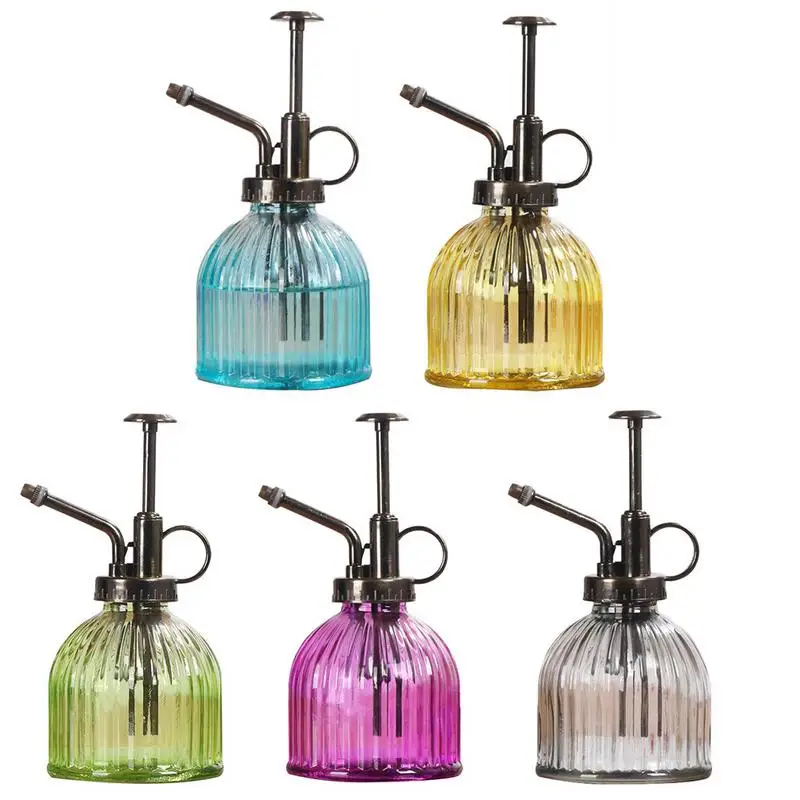 Retro Glass Watering Can Watering Kettle Gardening Tools Glass Shower Watering Can Green Purple Yellow Blue Transparent