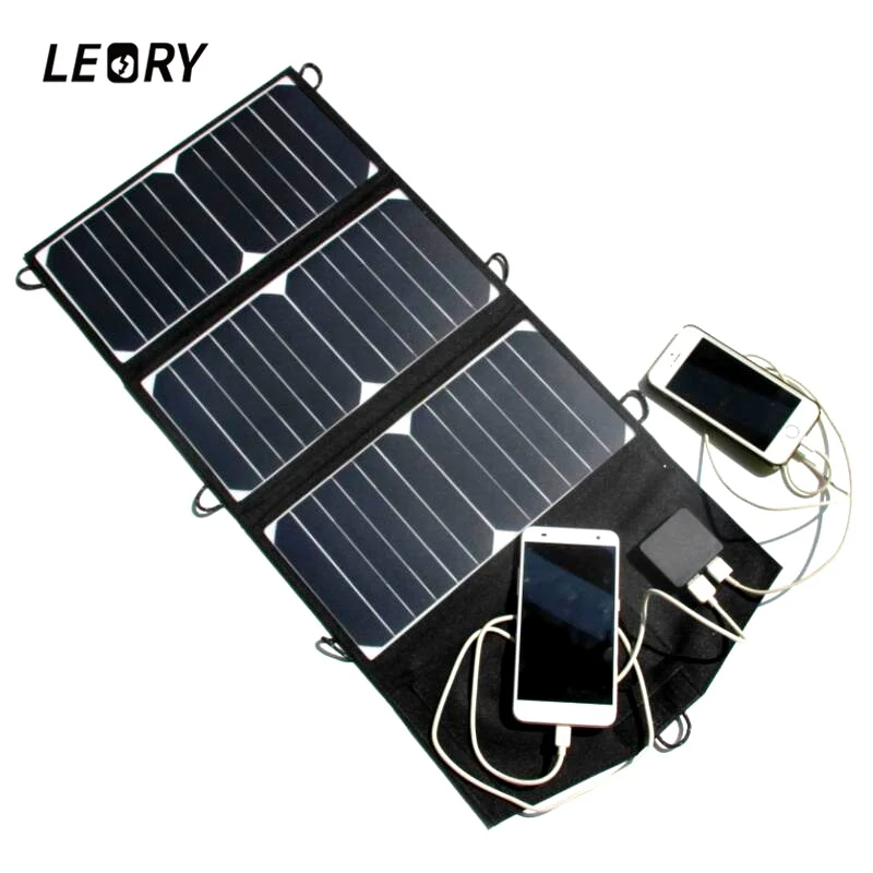 

LEORY 21W 5V Solar Panel Portable Folding Solar Cells High Efficient Charger With Dual USB Ports For Mobile Phone MP3 GPS