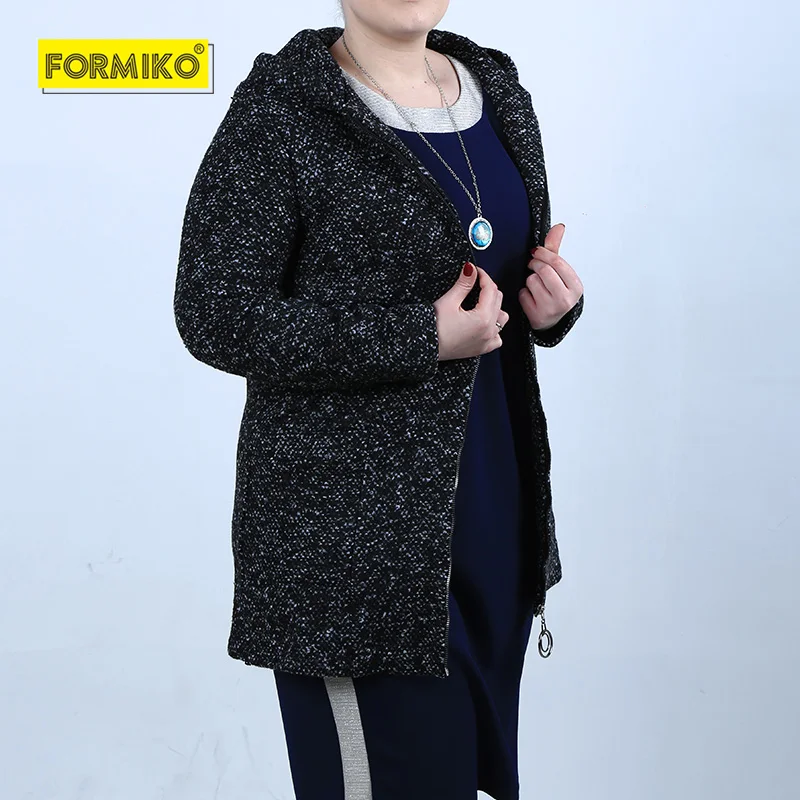 Formiko Женская полушерстяная куртка плюс сайз. Удобный кардиган осень зима длинный