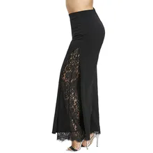 Summer Plus Size Women Wide Leg Pants Casual Loose High Slit Lace Palazzo Pants Women Straight Long Trousers Summer Plus Size Women Wide Leg Pants Casual Loose High Slit Lace Palazzo Pants Women Straight Long Trousers