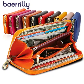 

New Rfid Women Genuine Leather Wallets High-capacity Card Holders Long Female Money Pocket Clutch Bags Coin Purse Passport Cover