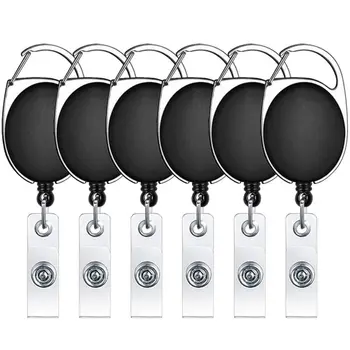 

Retractable Badge ID Card Holders with Carabiner Reel Clip (6x)