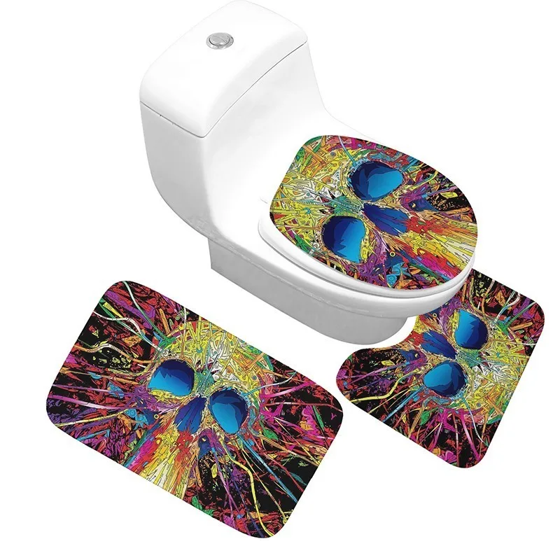 Хэллоуин Череп душевая комната трехсекционный коврик фланелевый Туалет нескользящий дверной коврик супер впитывающий