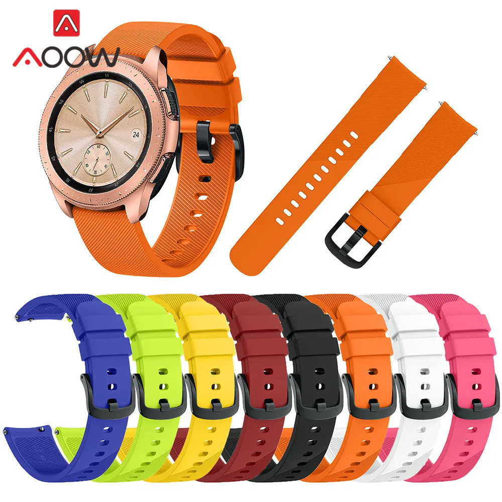 

20mm Silicone Watchband for Samsung Galaxy Watch 42mm Rubber Black Buckle Quick Release Sport Bracelet Band Strap for SM-R180