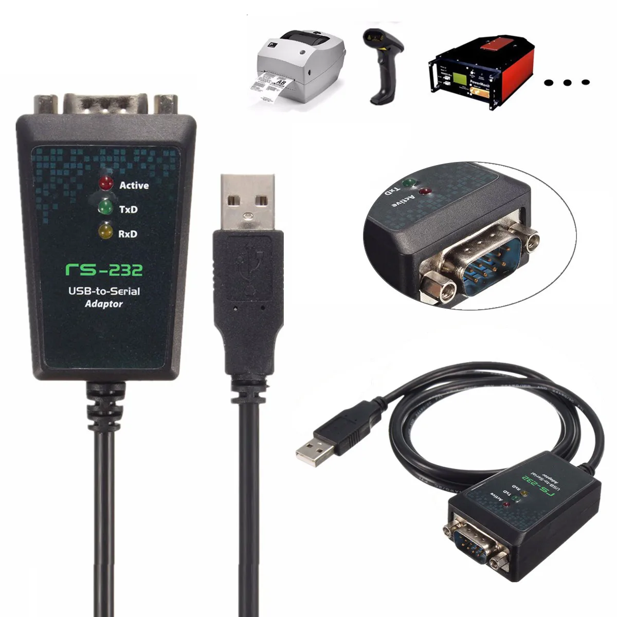 

High Quality USB 2.0 to Serial RS-232 DB9 9Pin Adapter Converter Cable FTDI Chipset Length 1M USB TO RS232 SUPPORT WIN10