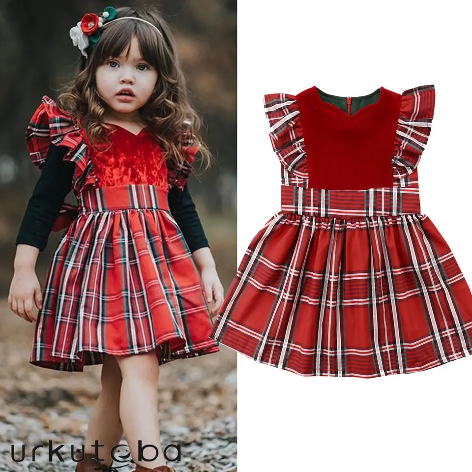 girls red plaid dress