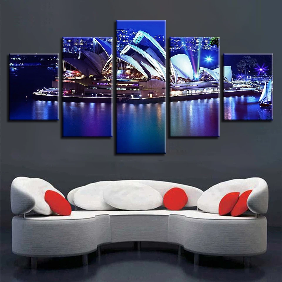 

Home Decor Canvas Print Painting 5 Pieces World Famous City Building Scenery Pictures Wall Art Modular Living Room Poster Frame