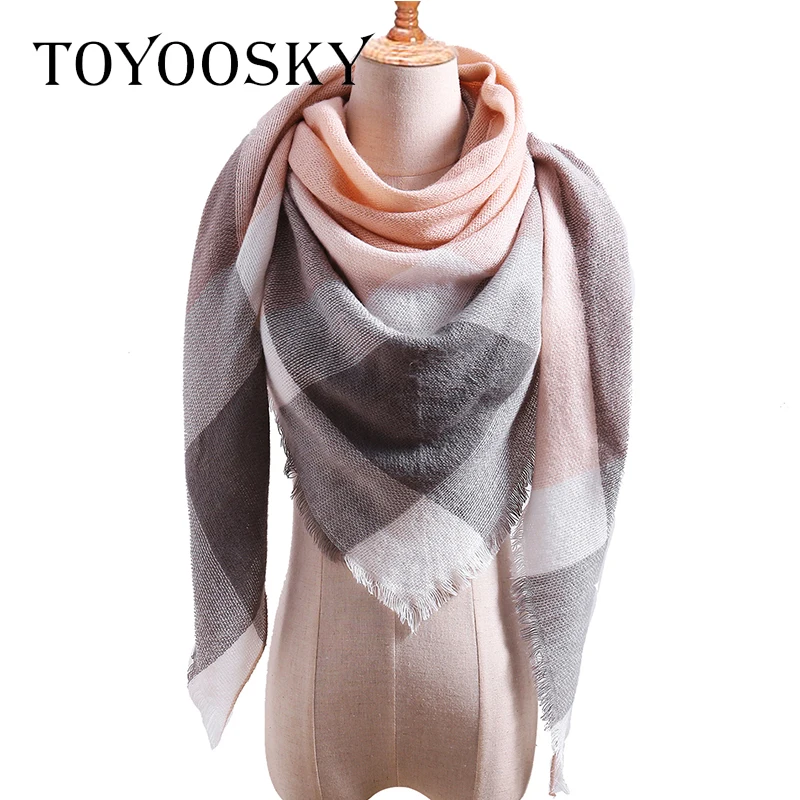 

New Designer 2018 Winter Women Scarf Cashmere Scarf Female Plaid Scarves Triangle Blanket Shawls and Scarves 140*140*210cm