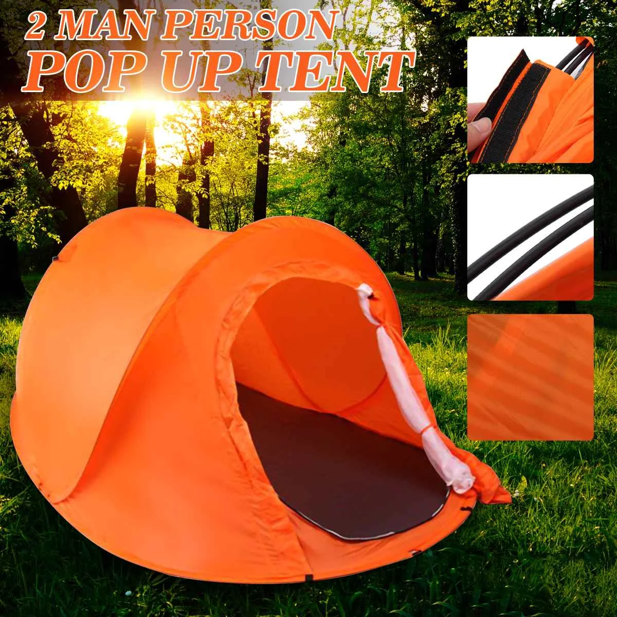 

2 Persons 190T 245*145*95cm Outdoor Double Camping Tent Automatic Quick Open Waterproof Sunshade Beach Tent Hiking Sunshelter