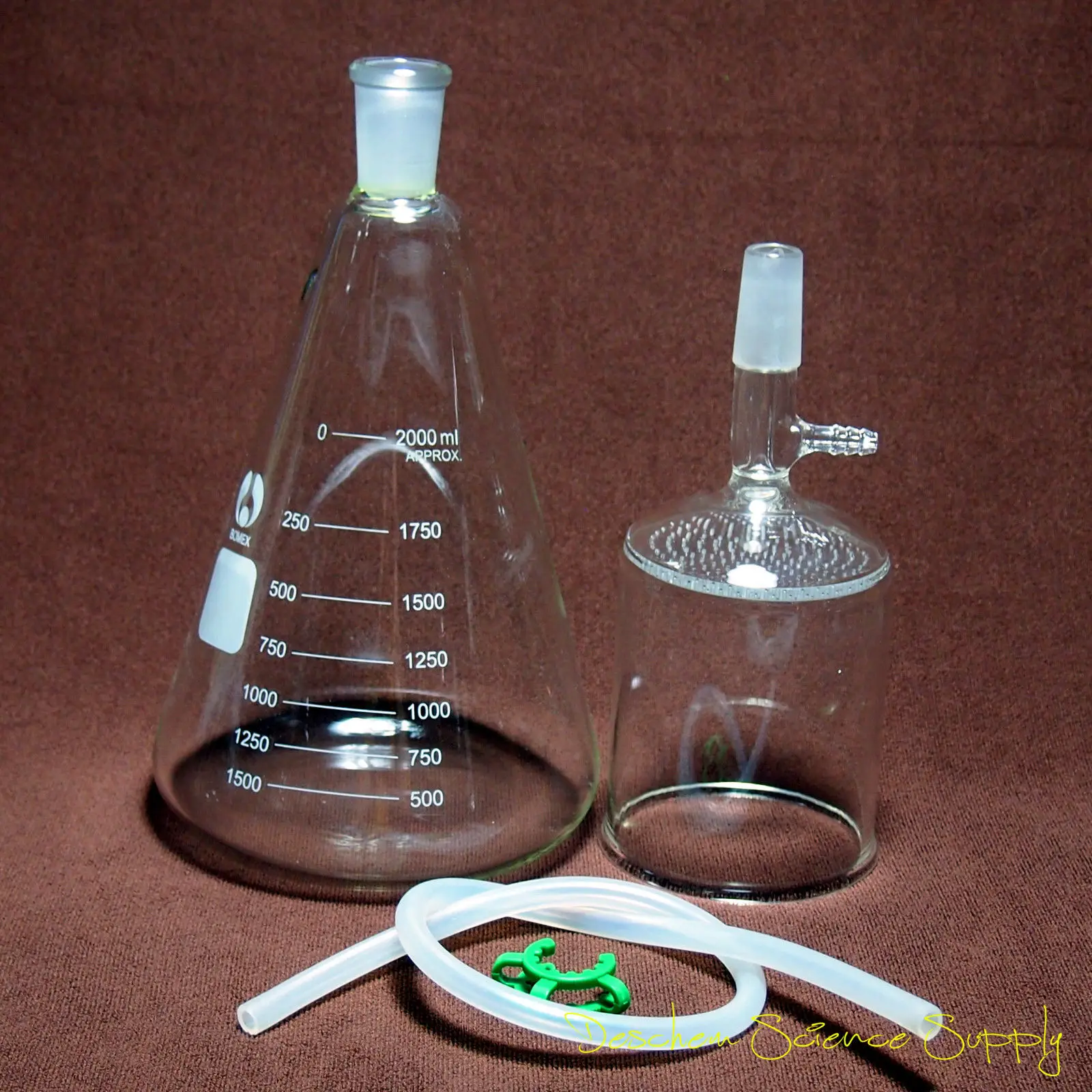 2000ml,Lab Suction Filtration Kit,90mm Buchner Funnel,2 Litre Erlenmeyer Flask