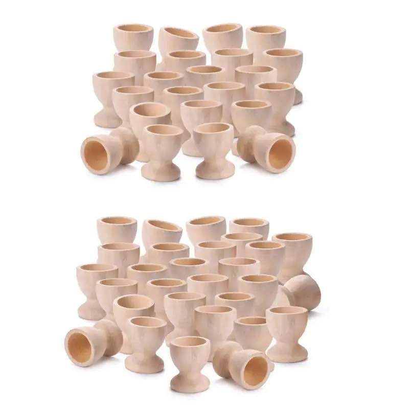 

30/50pcs/Pack Wooden Egg Holder Nontoxic Portable Kitchen Tools Wine Cups Egg Cup Easter Egg Tray