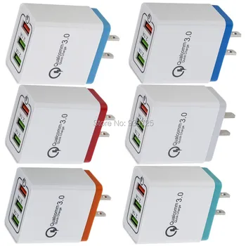 

QC 3.0 US Wall Charger Quick Charge Ac home wall charger power adapter 4.8A for iphone 7 8 x ipad samsung s8 android phone