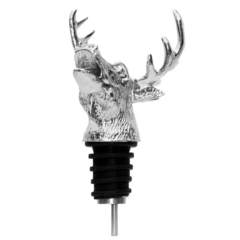 

Zinc Alloy Deer Stag Head Wine Pourer Flow Wine Bottle Pour Spout Stopper Cap Pour Spout Bottle Stopper Bar Tools